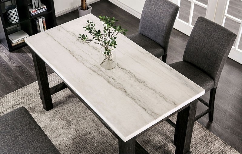 Brule Genuine Marble/Wood Counter Height Table
