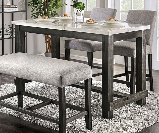 Brule Genuine Marble/Wood Counter Height Dining Set