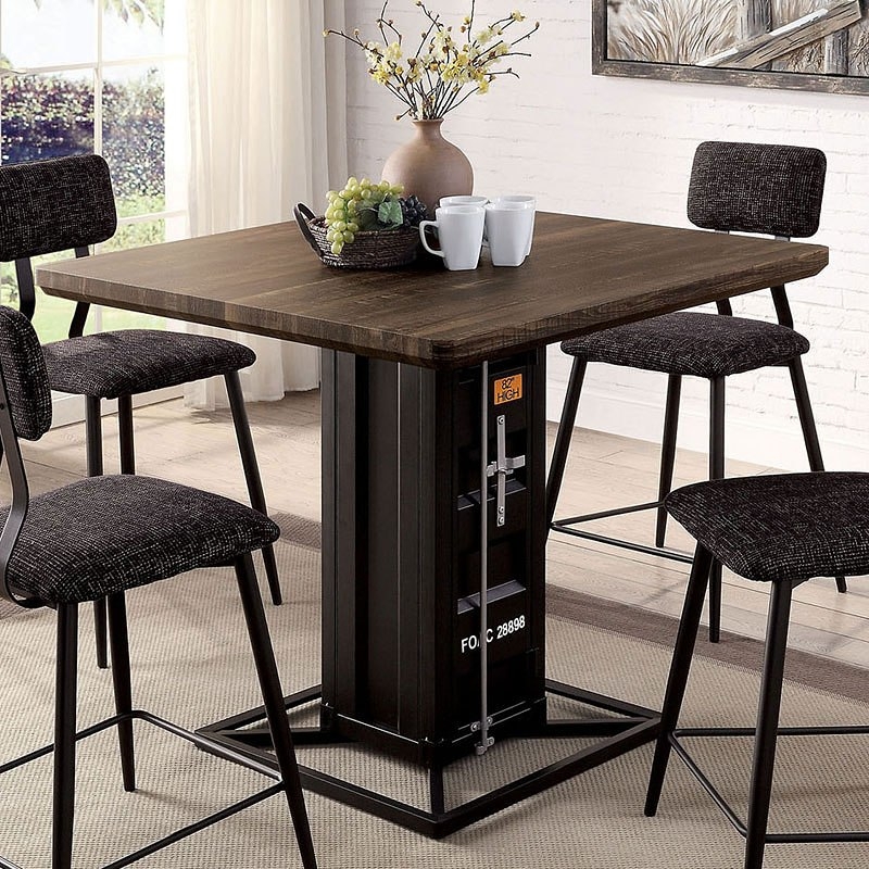 Dicarda Wood/Metal Square Storage Counter Set