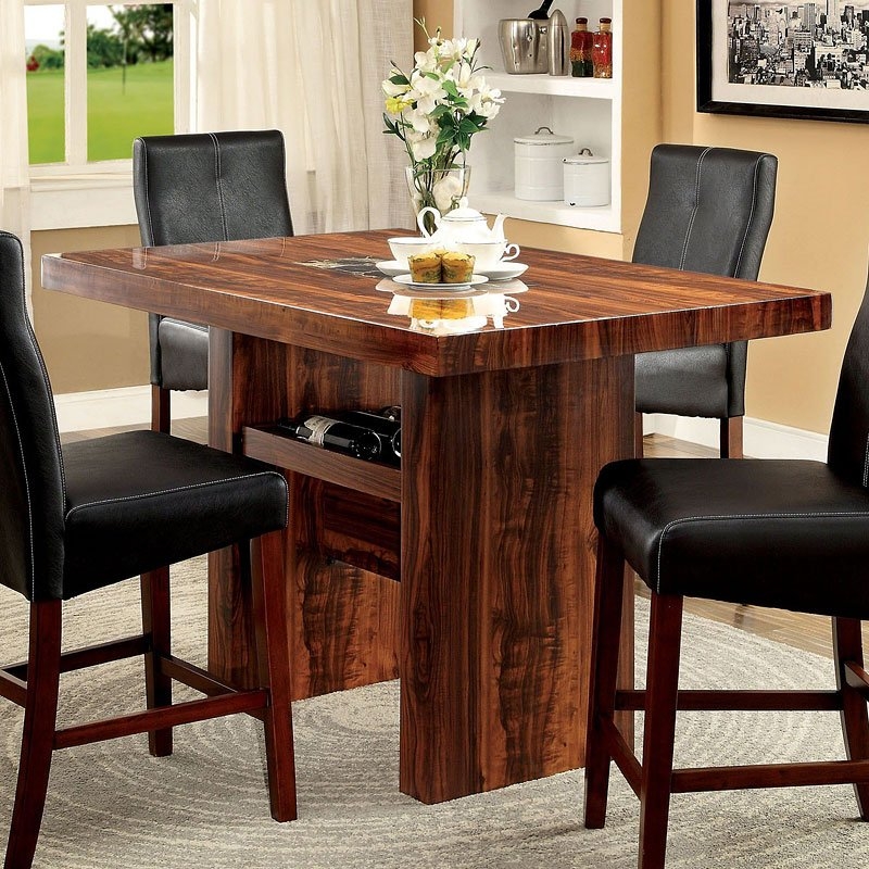 Bonneville Faux Marble/Wood Counter Height Dining Set w/Wine Storage