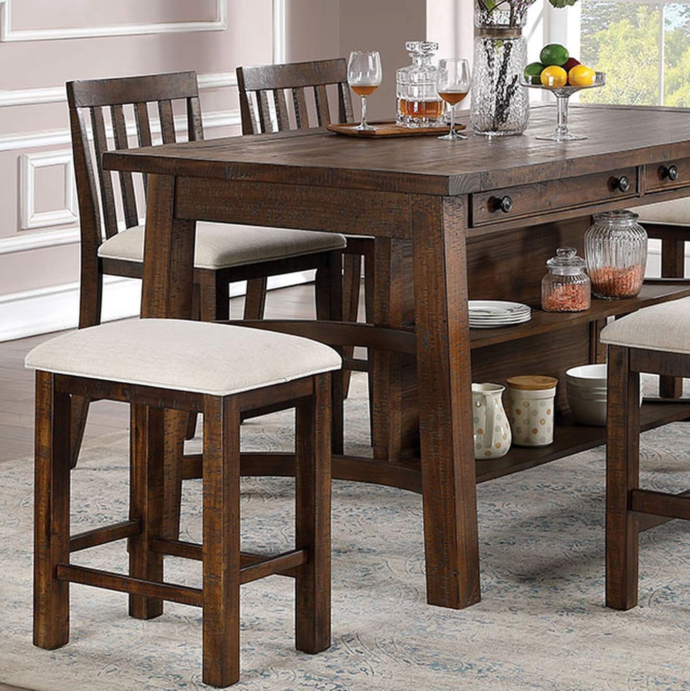 Fredonia Wood Storage Counter Height Dining Set