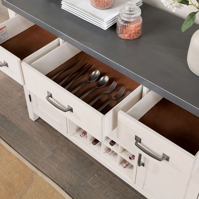Lakeshore Wood Server w/2 Doors, 3 Drawers & Wine Rack