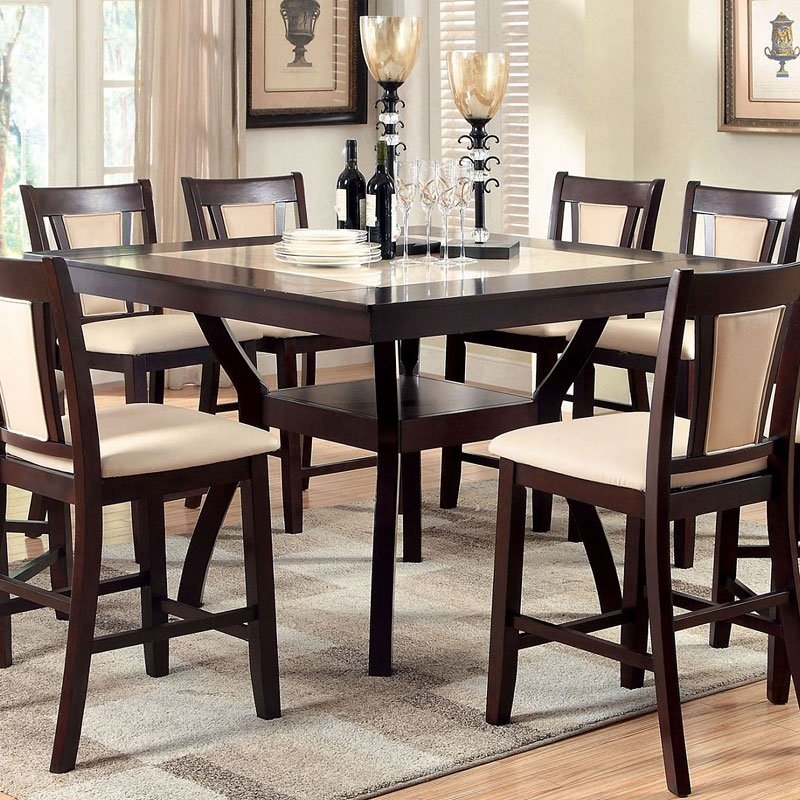 Brent Wood/Faux Marble Counter Height Set