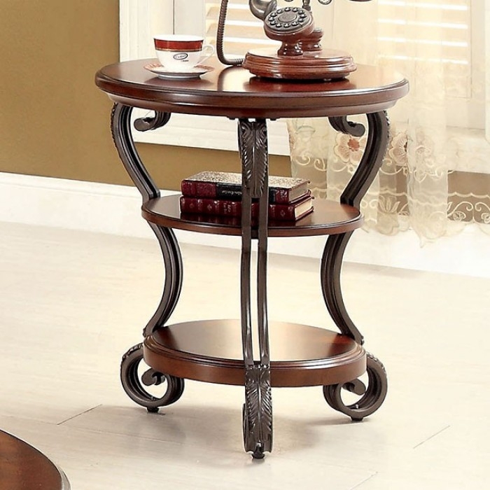 May Glass/Wood Oval Storage Coffee Table Set