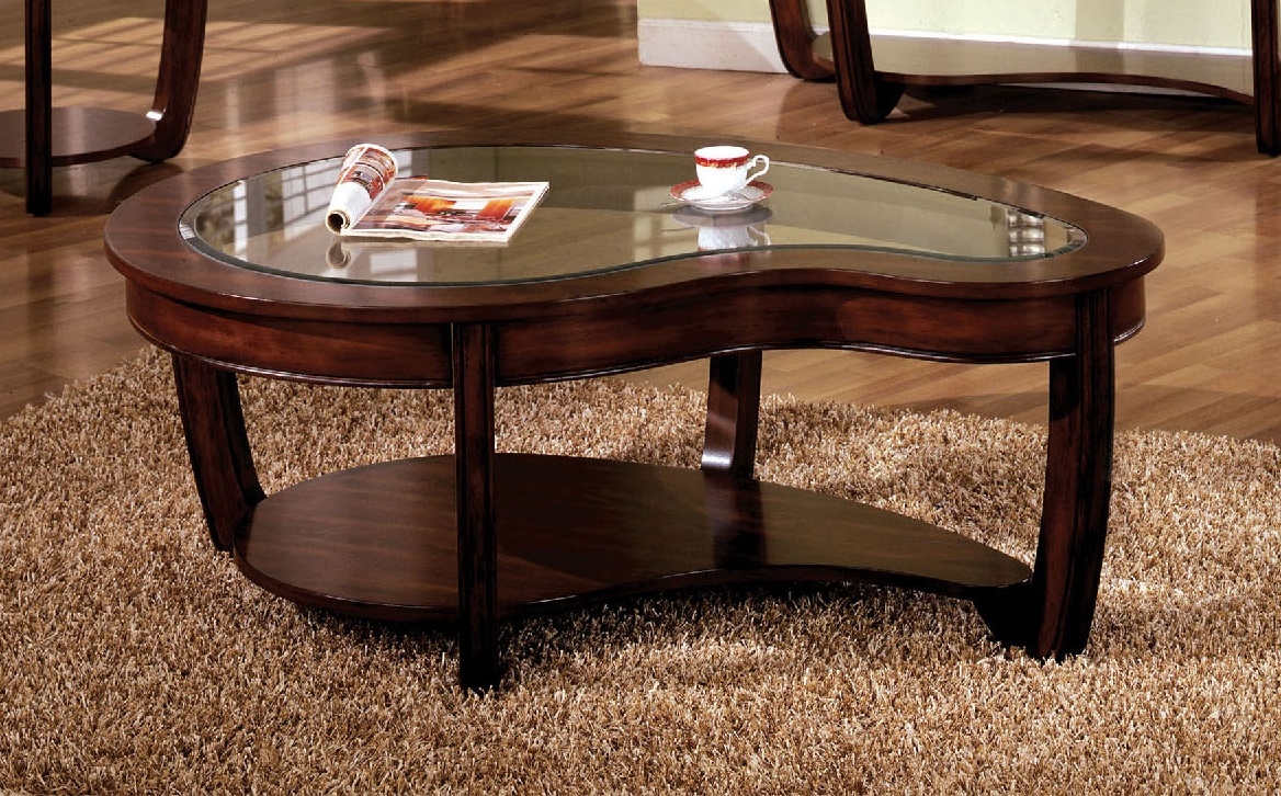 Crystal Falls Glass/Wood Storage Coffee Table