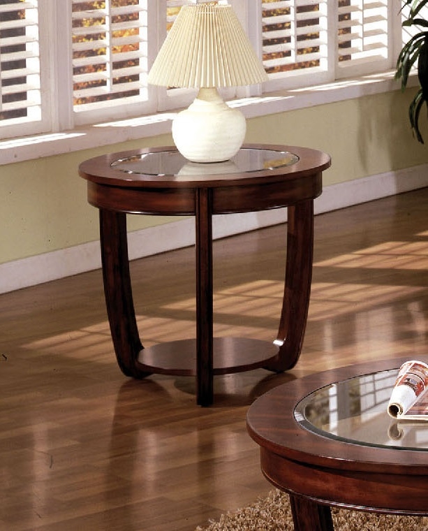 Crystal Falls Glass/Wood Storage Coffee Table Set