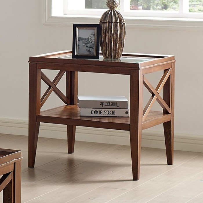 Izar Glass/Wood Storage Coffee Table Set