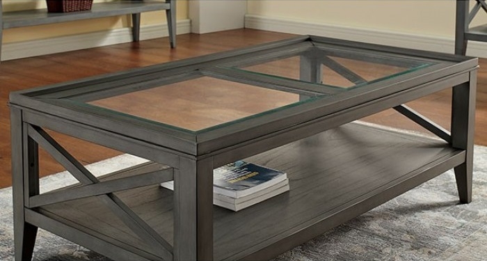 Izar Glass/Wood Storage Coffee Table