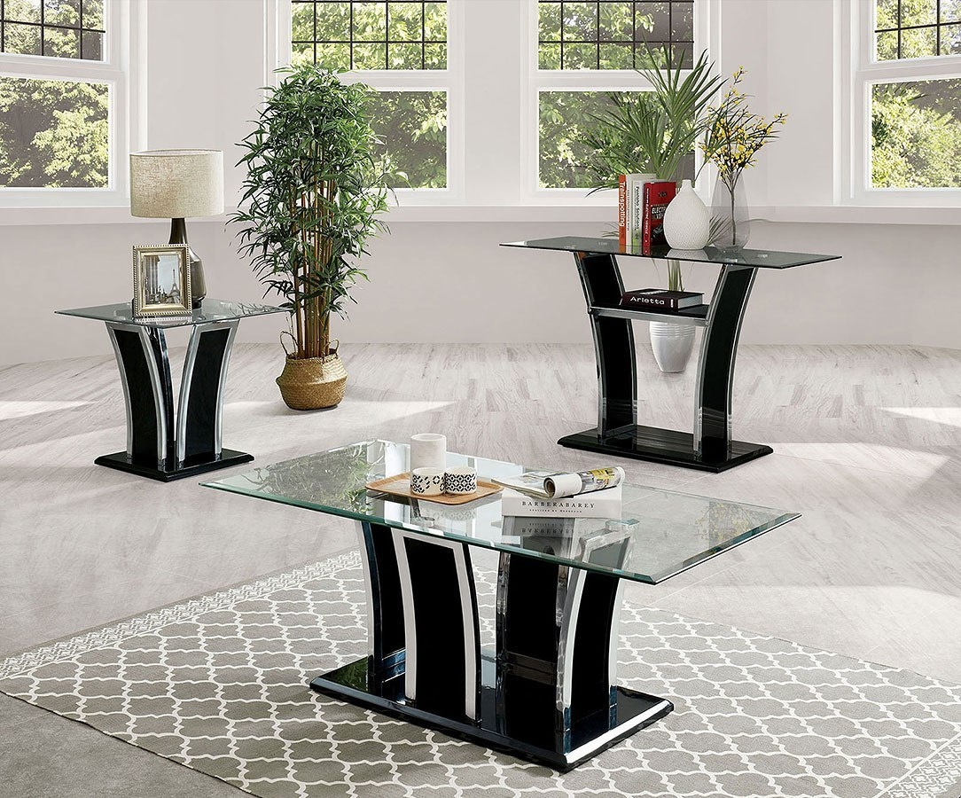 Staten Glass/Metal Coffee Table Set