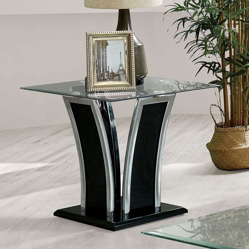 Staten Glass/Metal End Table