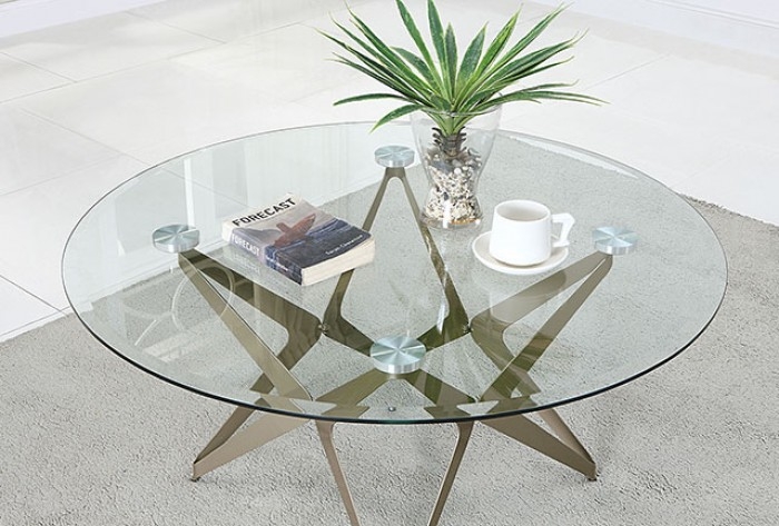 Alvise Glass/Steel Round Coffee Table