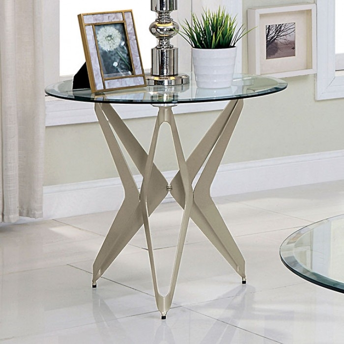 Alvise Glass/Steel Round Coffee Table Set
