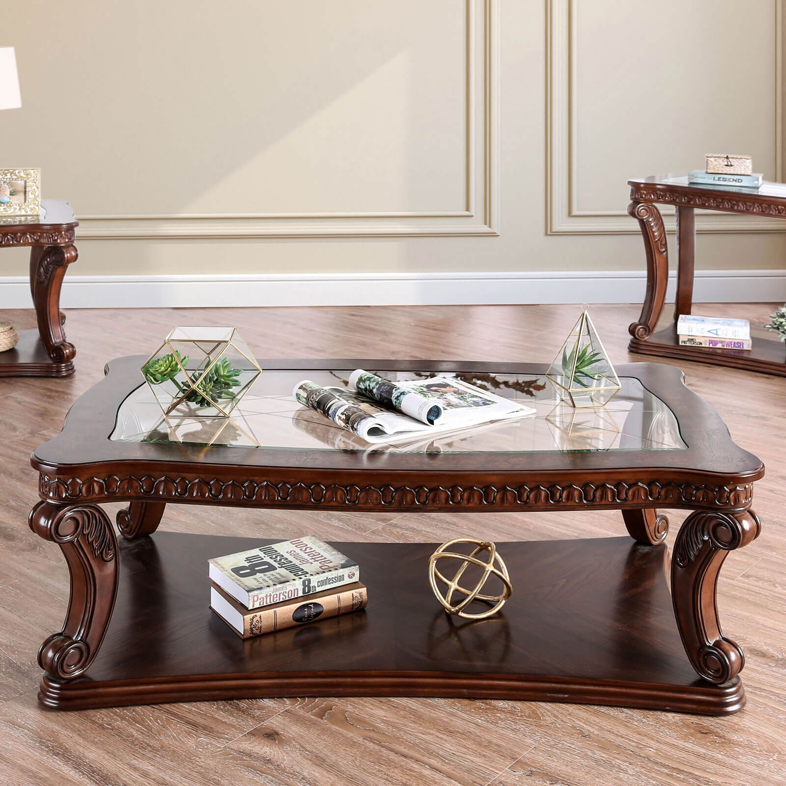 Walworth Glass/Wood Table Set