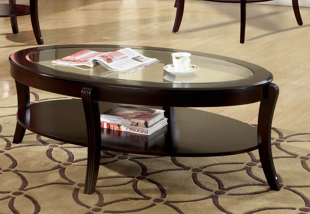 Finley Glass/Wood Oval Coffee Table