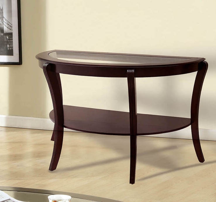 Finley Glass/Wood Semi-Oval Sofa Table
