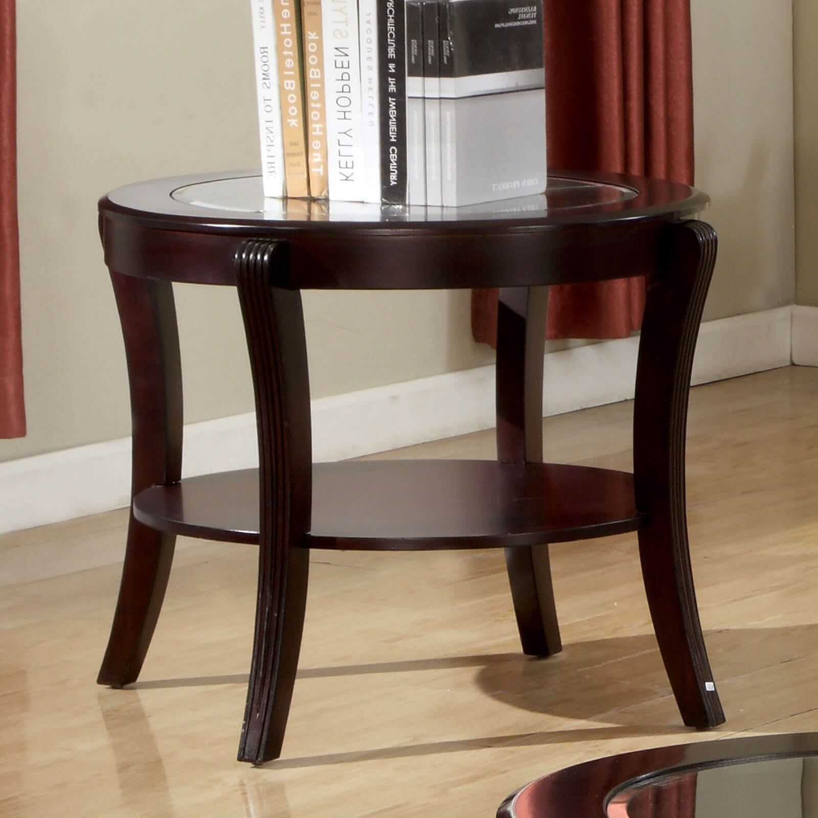 Finley Glass/Wood Oval End Table