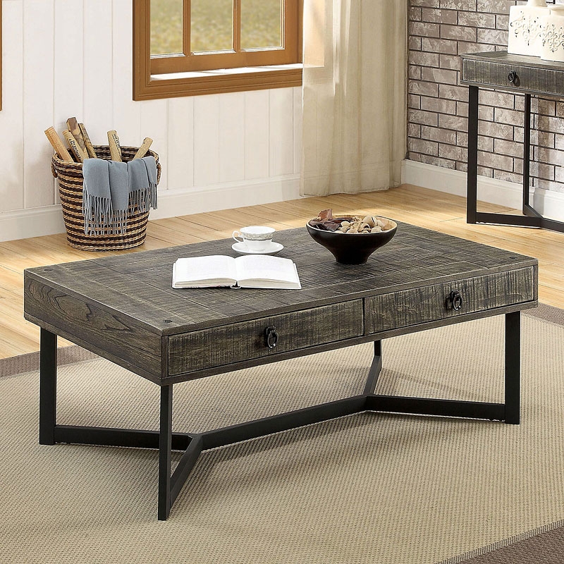 Veblen Wood/Metal Storage Coffee Table Set
