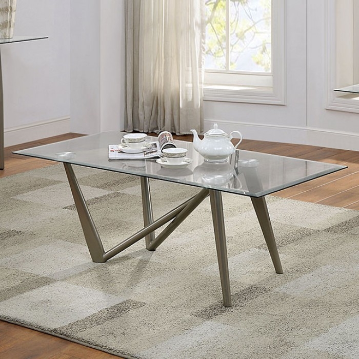 Wohlen Glass/Steel Coffee Table Set