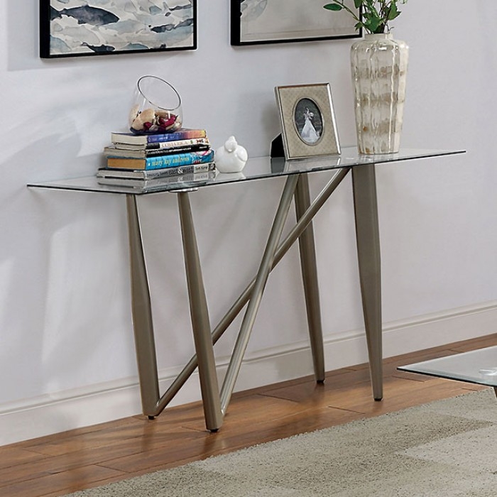 Wohlen Glass/Steel Coffee Table Set