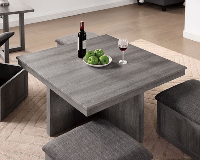 Radnor Fabric/Paper Square Coffee Table Set w/4 Storage Ottomans