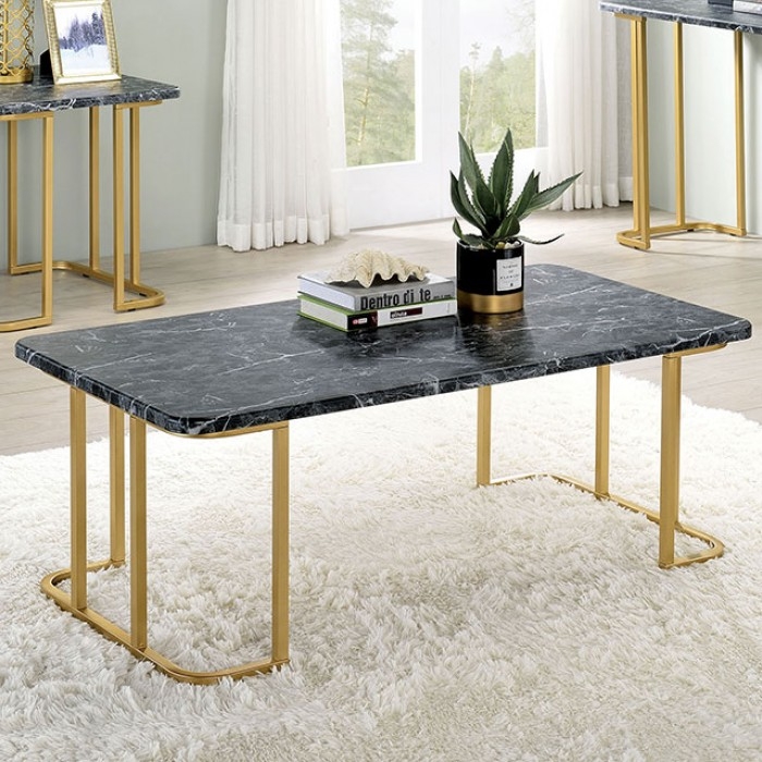 Calista Faux Marble/Steel Coffee Table Set