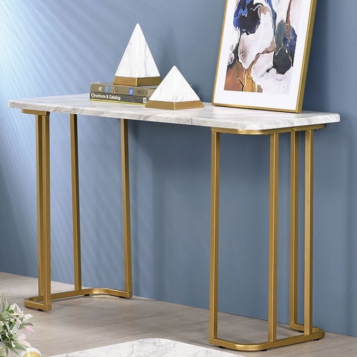 Calista Faux Marble/Steel Sofa Table