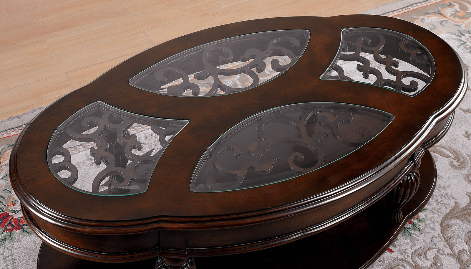 Centinel Glass/Wood/Wood Veneer Table Set