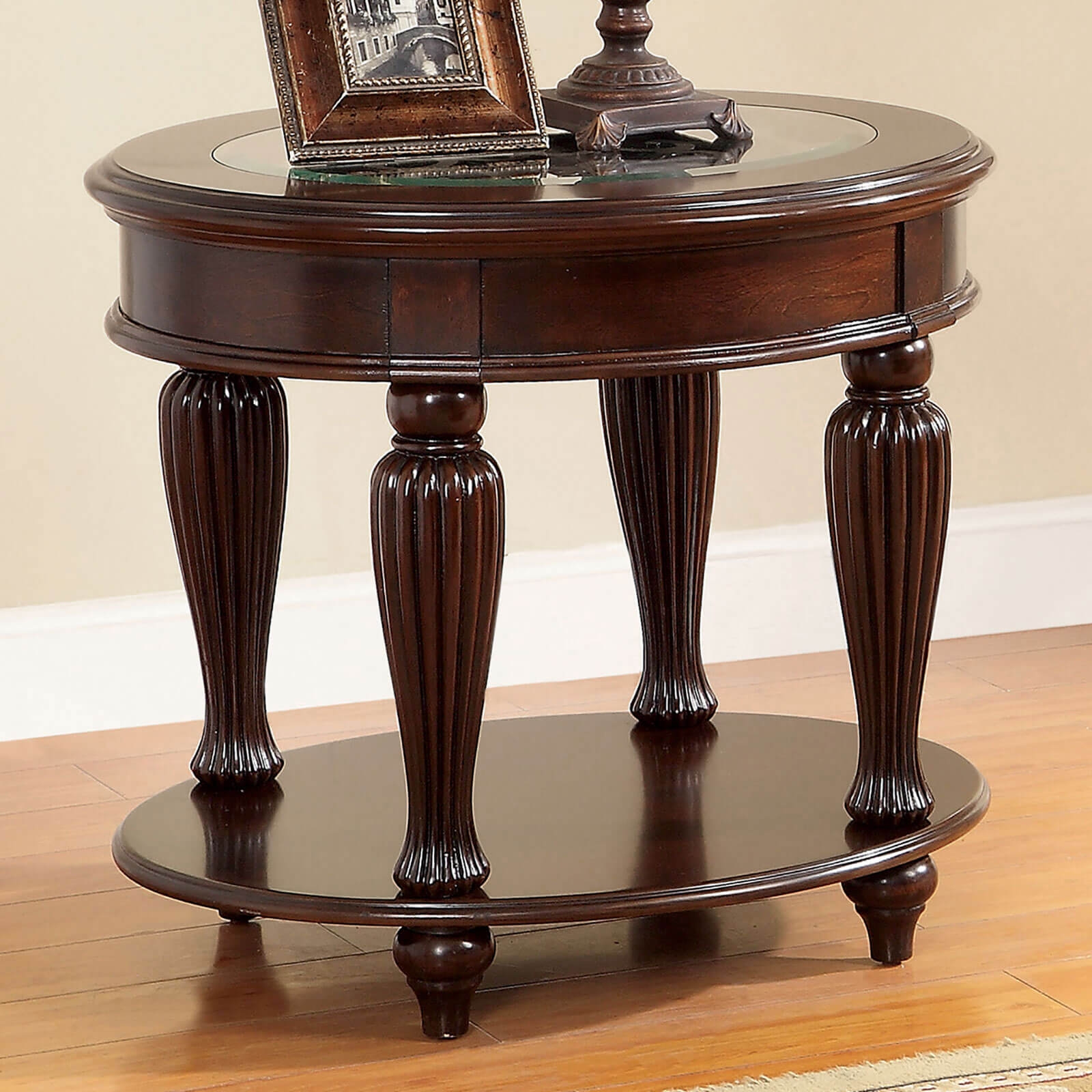 Centinel Glass/Wood/Wood Veneer Table Set