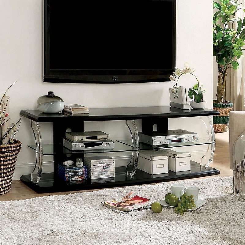 Ernst 60" Glass TV Stand w/LED Lights