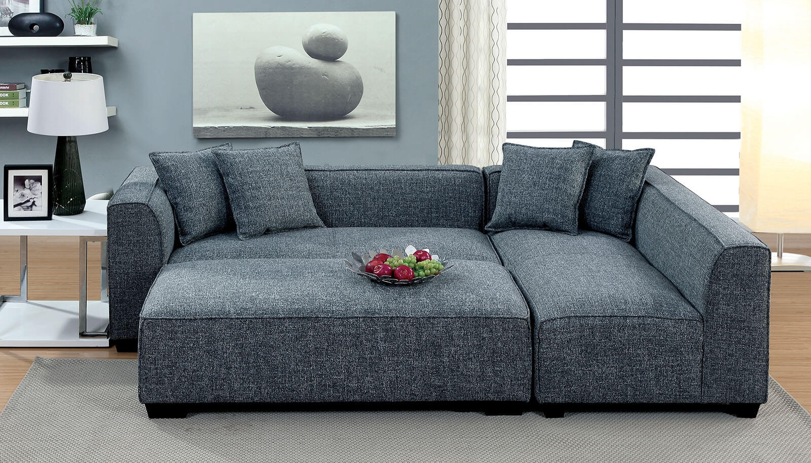 Jaylene Linen Fabric L-Shaped Sectional Sofa