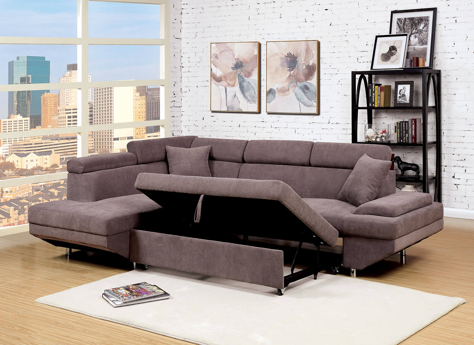 Foreman Fabric L-Shape Sleeper Sectional Sofa