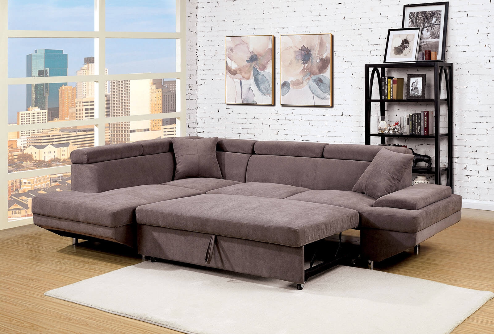 Foreman Fabric L-Shape Sleeper Sectional Sofa