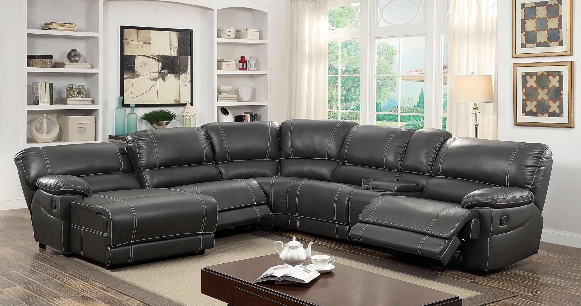 Estrella Leatherette L-Shape Reclining Sectional Sofa