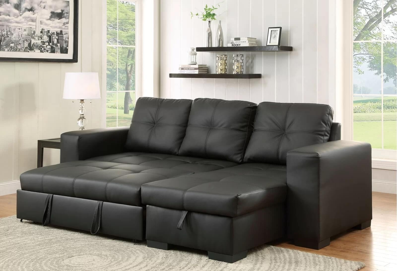 Denton L-Shape Reversible Sleeper Storage Sectional Sofa