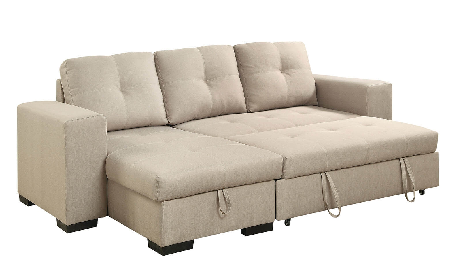 Denton Fabric L-Shape Reversible Sleeper Storage Sectional Sofa