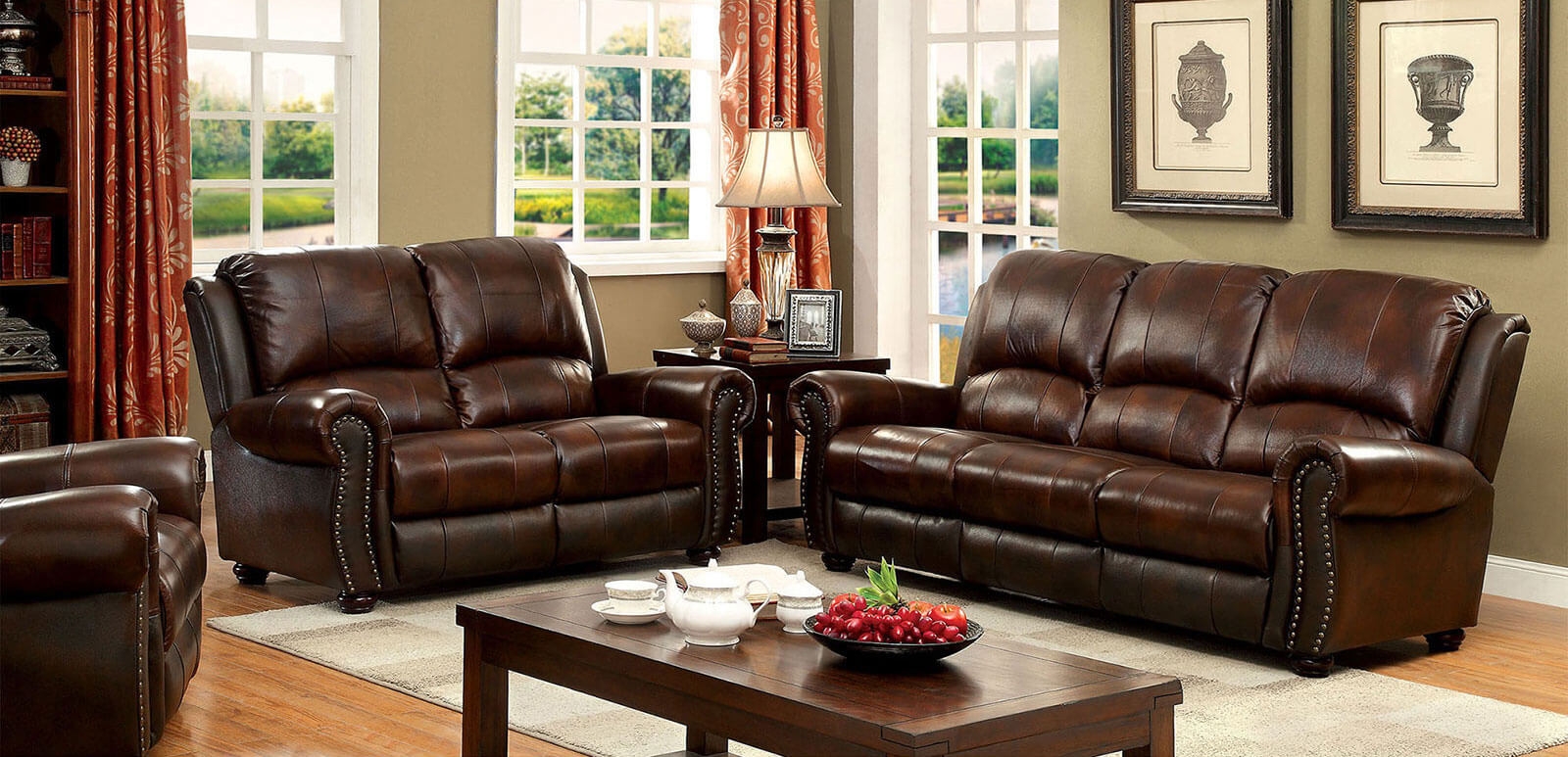 Turton Top Grain Leather Match Living Room Set