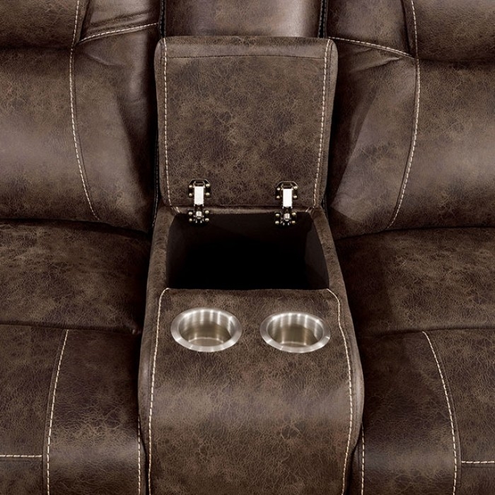 Kennedy Leatherette Reclining Loveseat w/ Storage Console