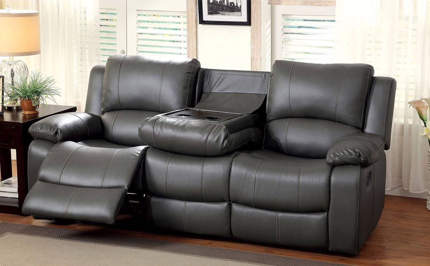 Sarles Bonded Leather Match Motion Sofa