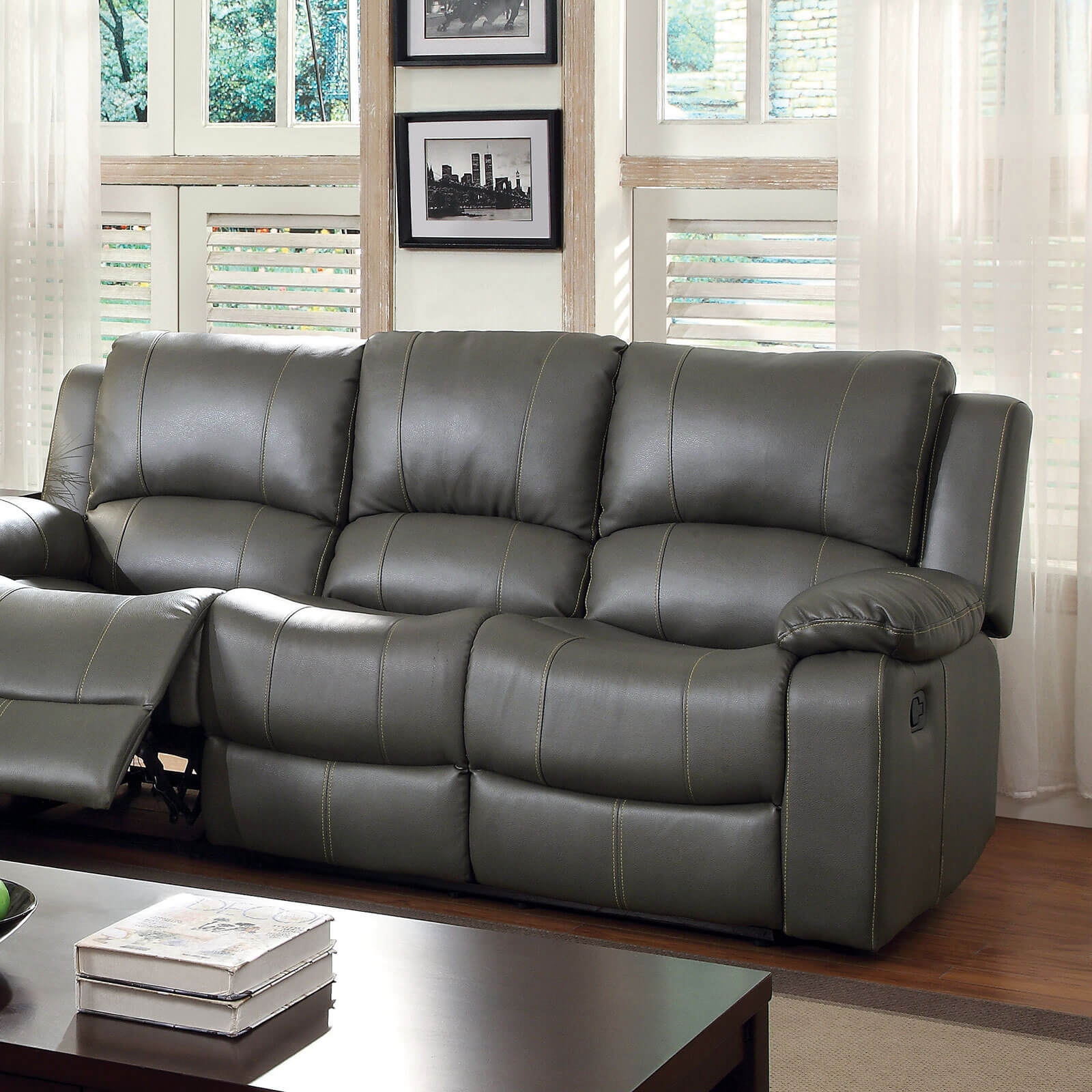 Sarles Bonded Leather Match Motion Sofa
