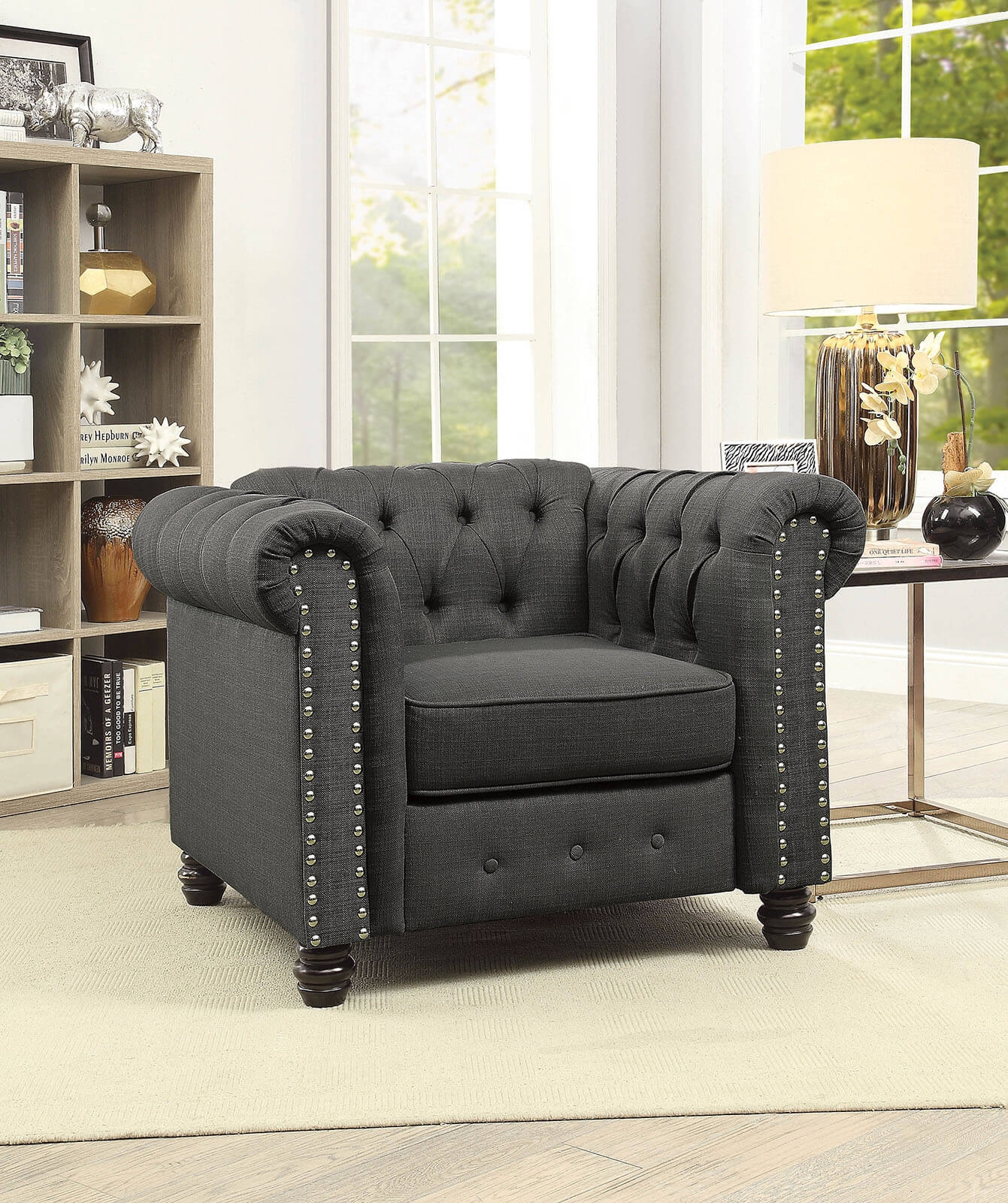 Winifred Chenille Fabric Tufted Chair