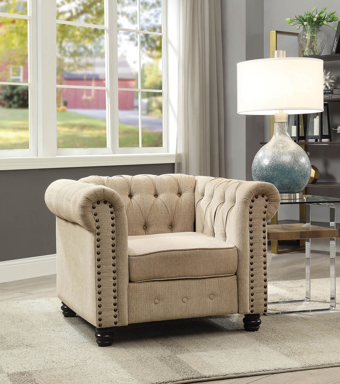 Winifred Chenille Fabric Tufted Chair
