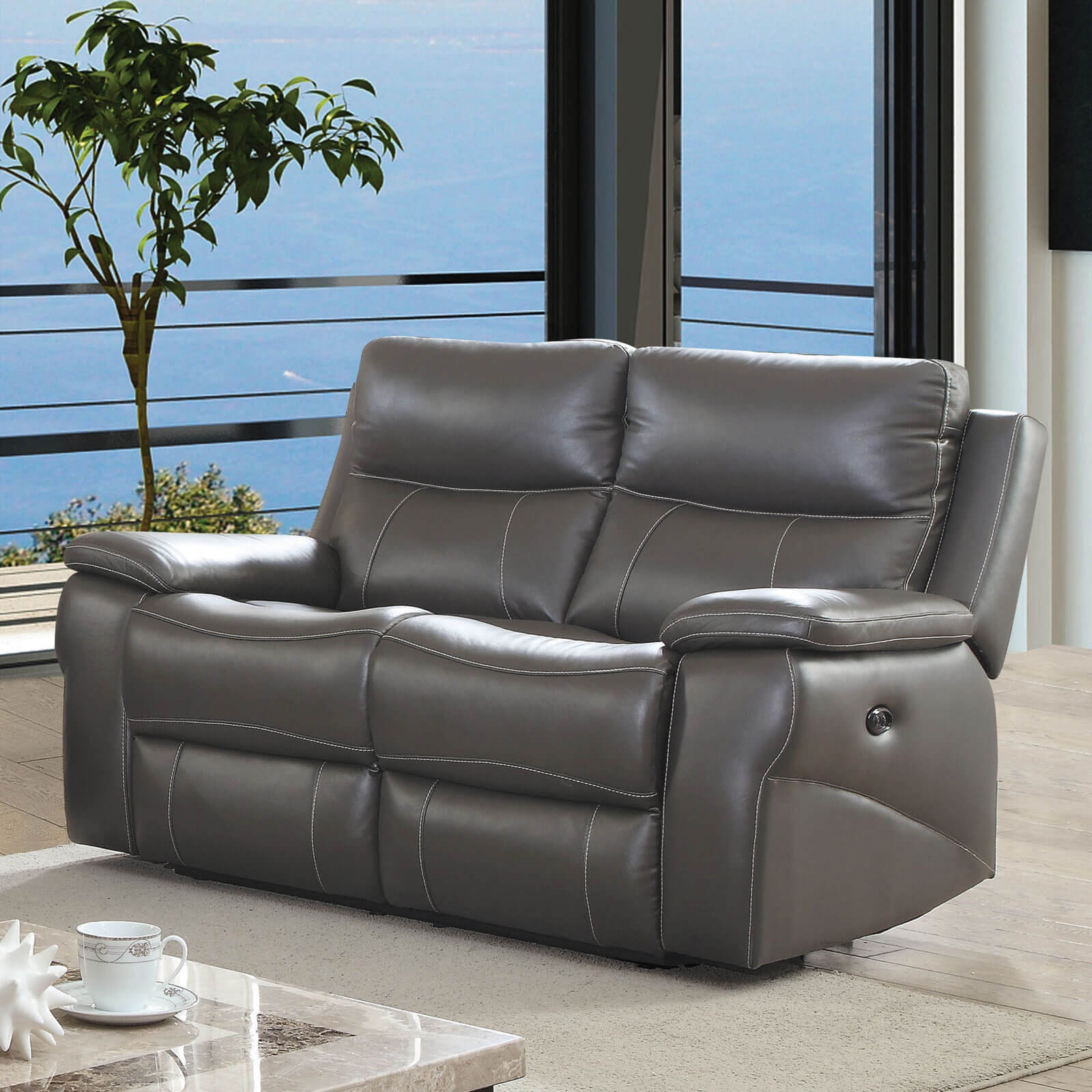 Lila Top Grain Leather Match Power-Assist Reclining Loveseat