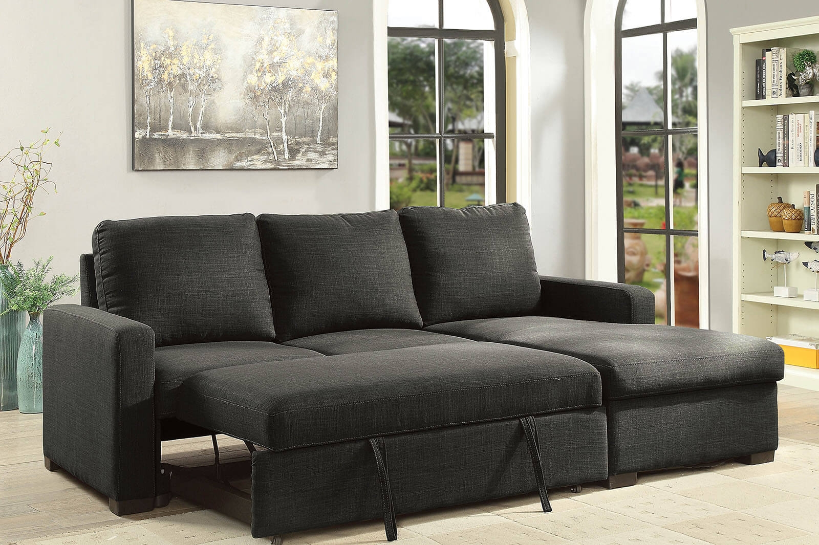 Arabella Fabric L-Shape Sleeper Sectional Sofa