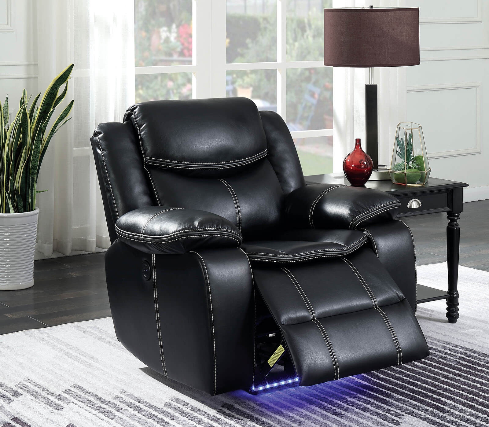Sirius Leatherette Power Recliner w/LED Light