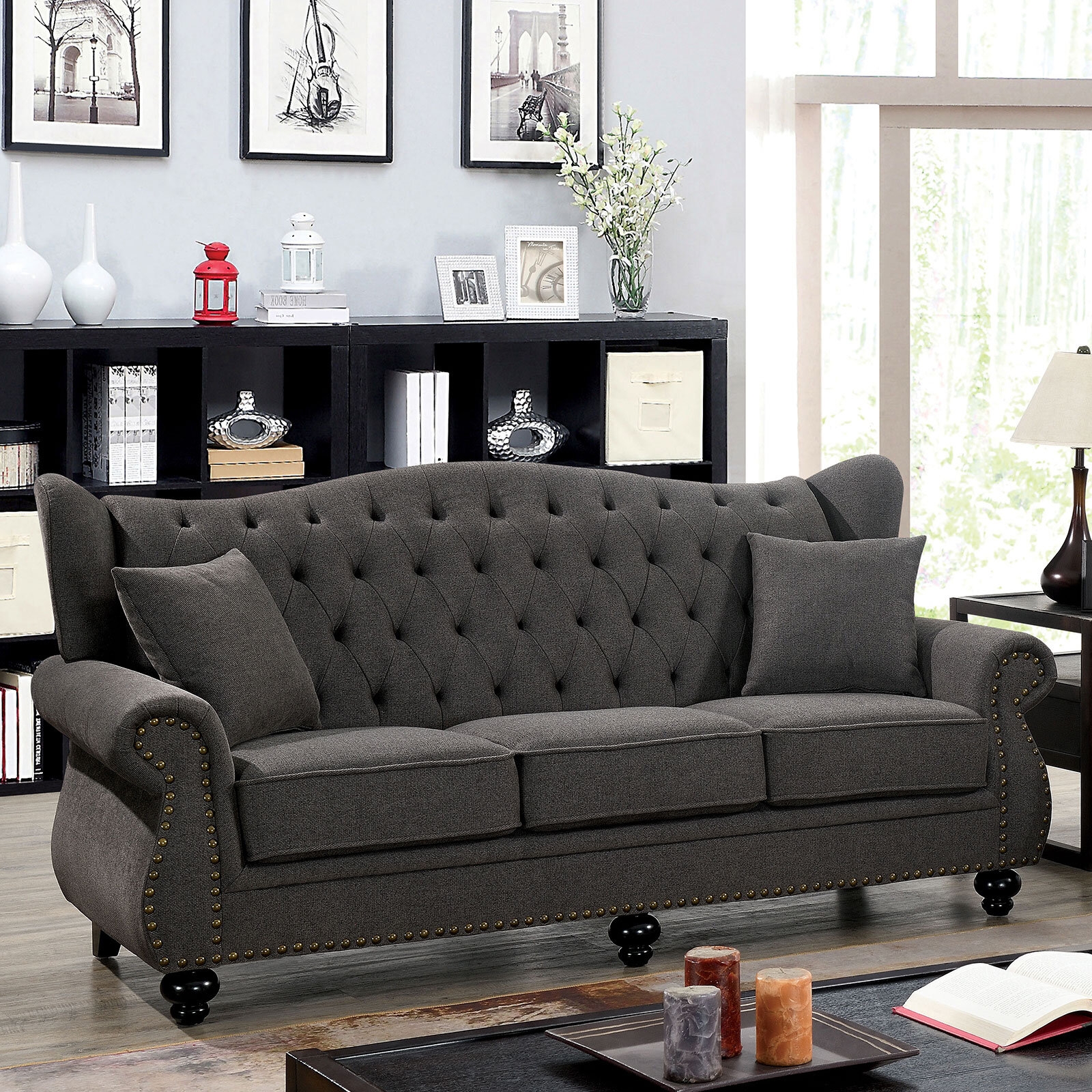Ewloe Fabric Button Tufted Living Room Set