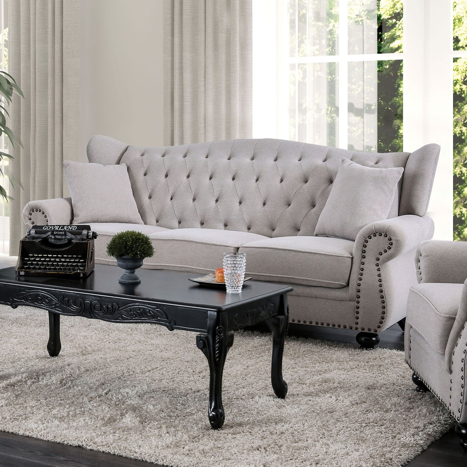 Ewloe Fabric Button Tufted Living Room Set