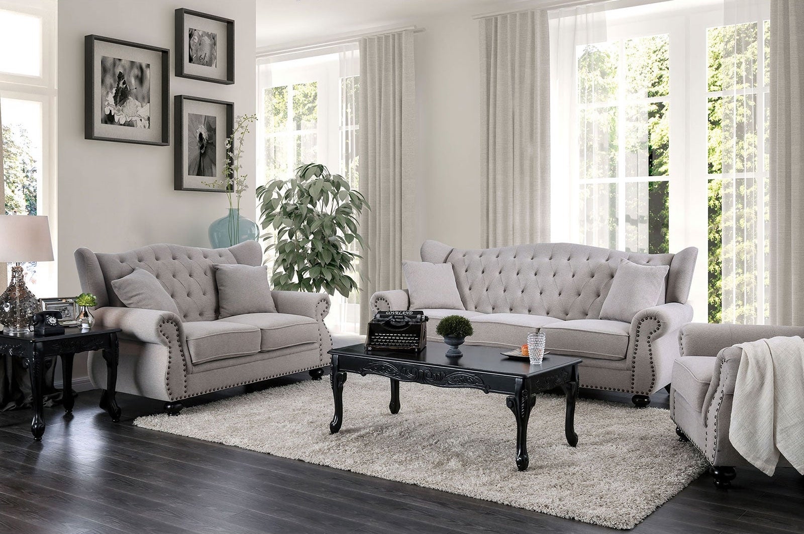 Ewloe Fabric Button Tufted Living Room Set