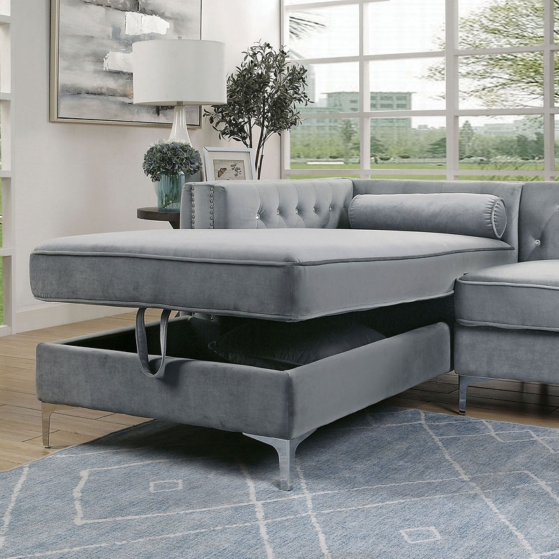 Amie Flannelette Fabric L-Shape Storage Sectional