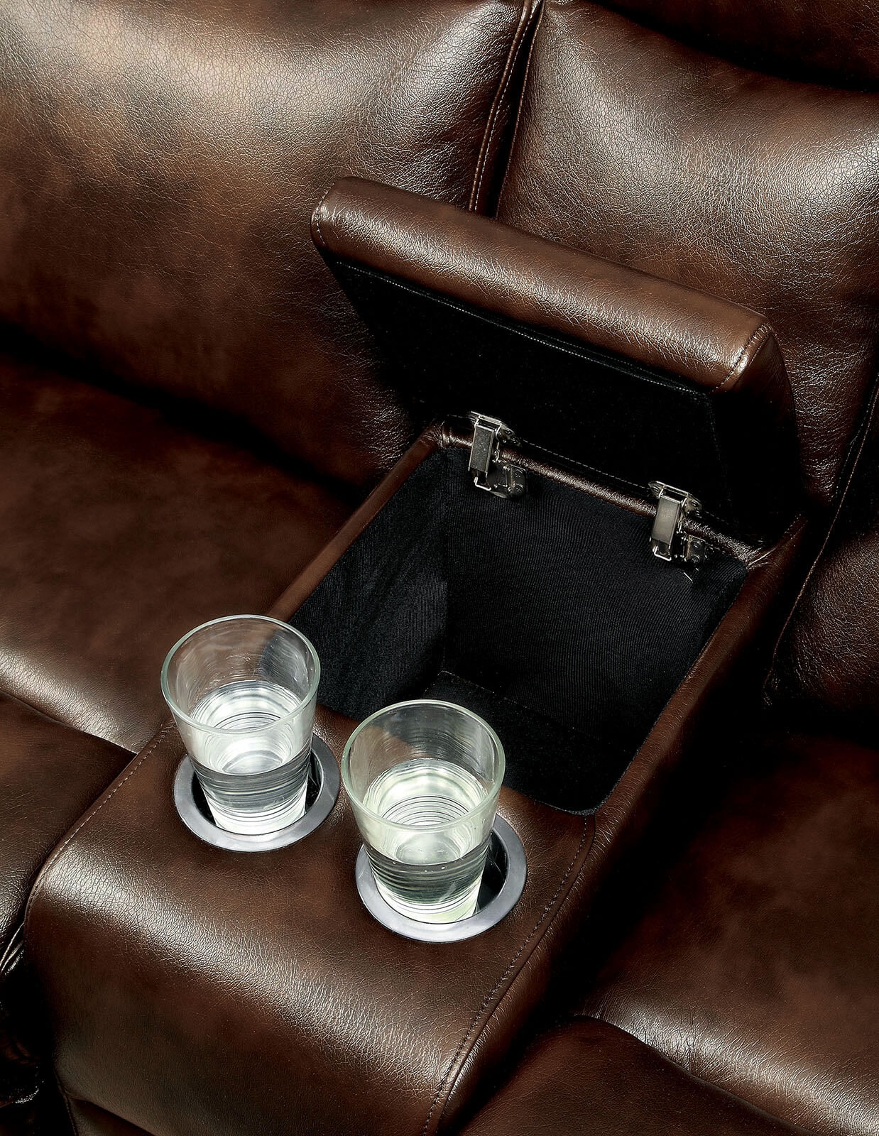 Hardy Leatherette L-Shape Reclining Sectional Sofa w/ Console