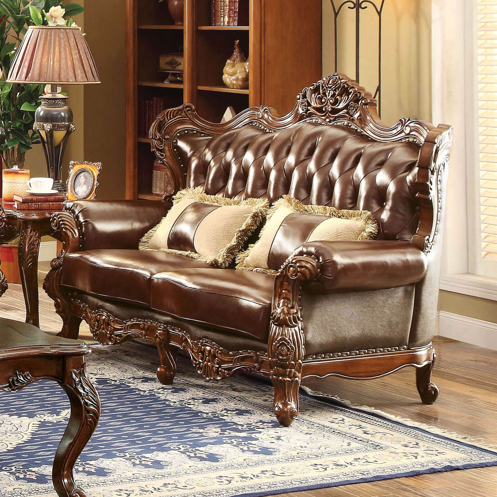Jericho Top Grain Leather Match/Wood Loveseat